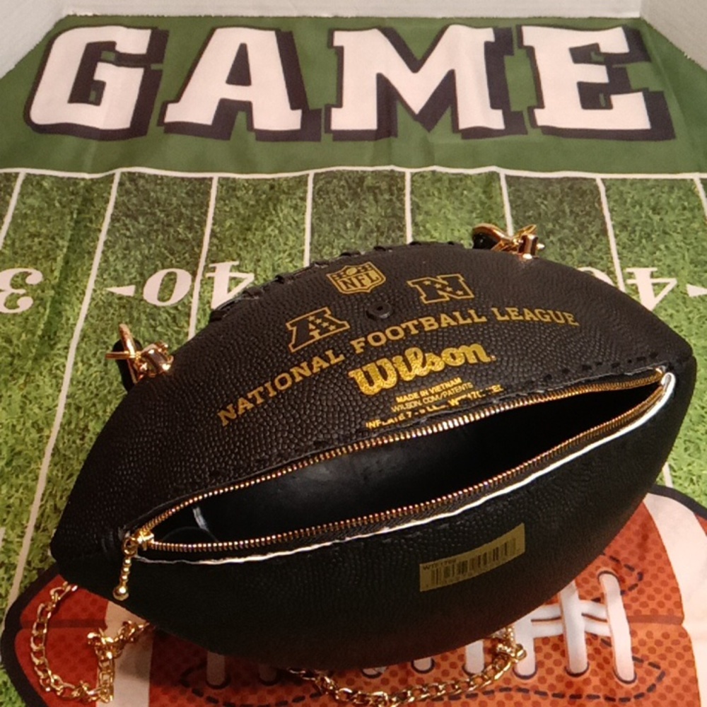 LIMITED EDITION Black and Gold Leather Football Bag π - Picture 15 of 17